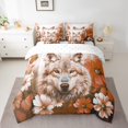 thumbnail image 2 of Wolf 7 Piece Comforter Set Full Daisy Flowers Bedding Sets,Yellow White Ombre Oil Painting Sheet Set with Comforter Graffiti Art Western Animals Butterfly Bohemian Decor, 2 of 4