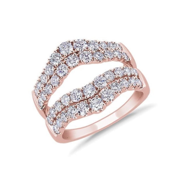 1,00 Ct T.p. Rond Véritable Diamond Superbe Alliance Éternité pour Femmes en Or Rose Massif 14K Taille 3,5