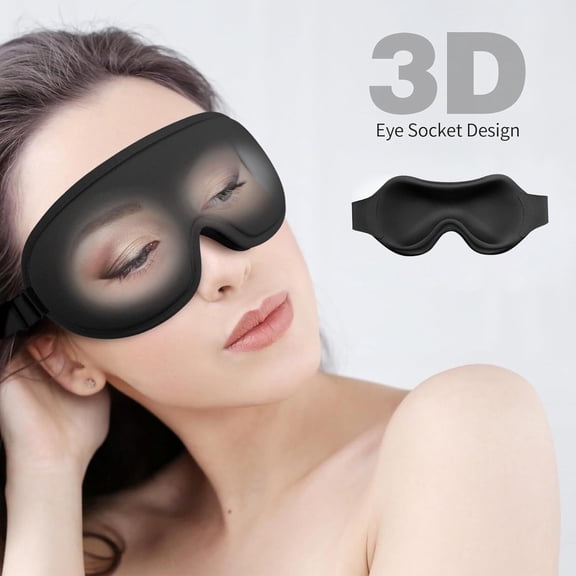 FACEMOON  Spandex 3D Light Blocking Pressure Relief Contoured Sleep Mask for Sleep Support, Black