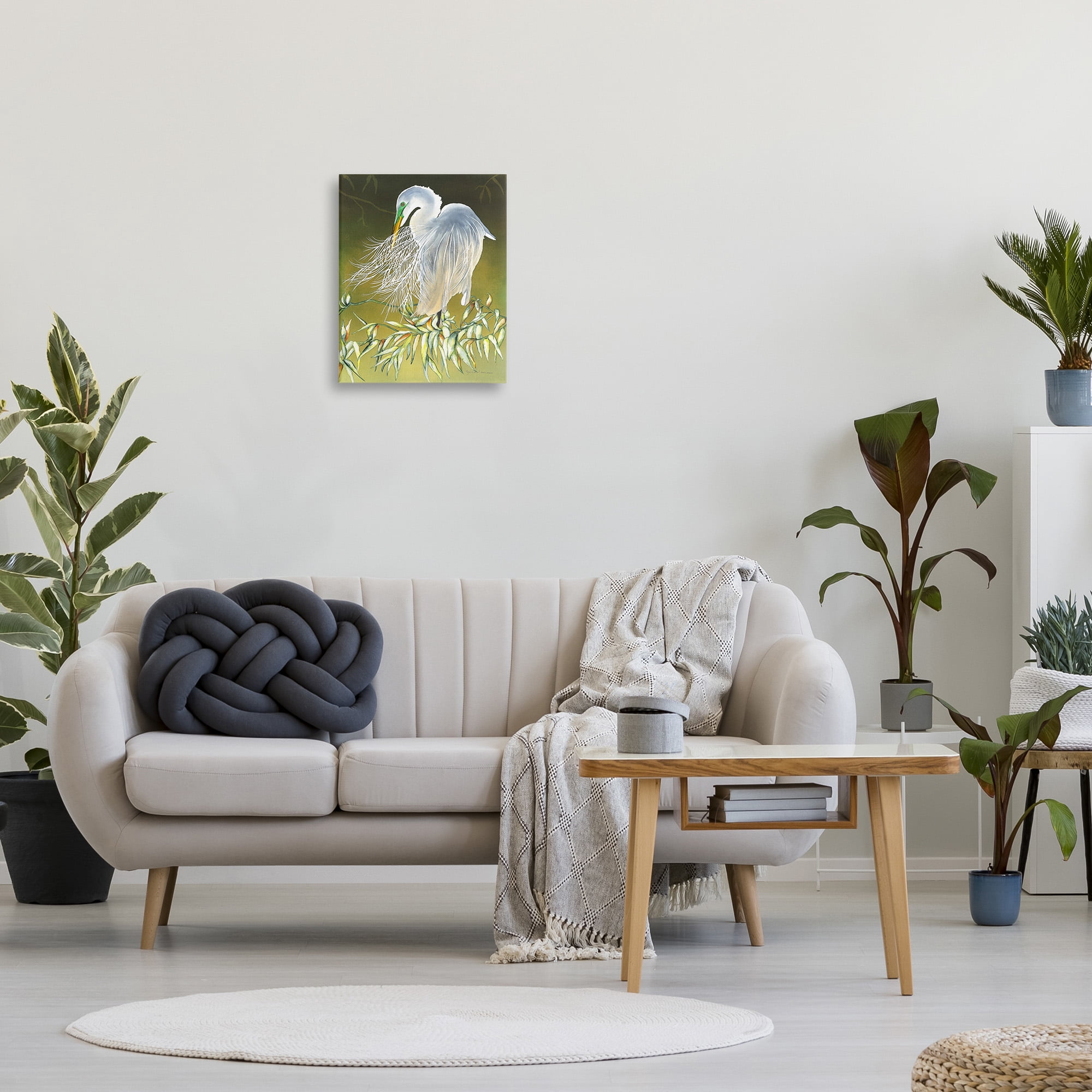 Stupell Industries Elegant Egret Bird Animals & Insects Painting Gallery Wrapped Canvas Art Print Wall Art, 16 x 20