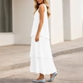 thumbnail image 5 of Uscallm Women's Sleeveless Maxi Dresses Round Neck Flowy Layered Boho Beach Vacation Casual Long Loose Sundresses Solid Summer Formal Dress, White S, 5 of 7