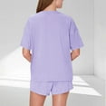 thumbnail image 4 of Ladies Nightwear Akafmk Women's Pajama Sets, Cotton Pajamas for Women Set, Women's Casual Loose Solid Color Round Neck Short Sleeved Shorts Pajamas Suit, 4 of 4