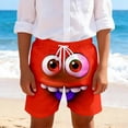 thumbnail image 2 of Kids Shorts Boys Funny Face Print Casual Shorts Elastic Waistband Outdoor Everyday Wear Red 13-14 Years, 2 of 5