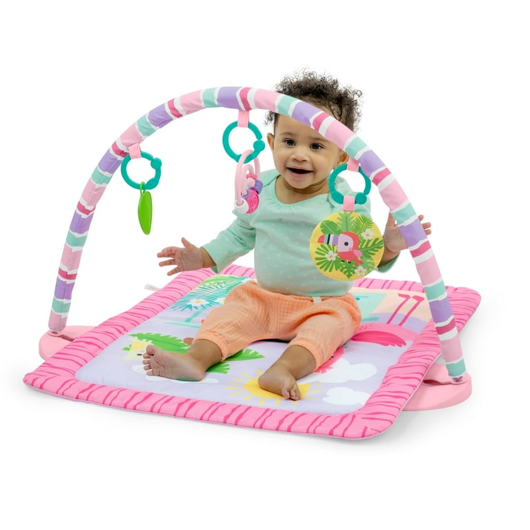 Bright Starts Pink Palms Tiki Baby Activity Gym Tummy Time Mat