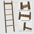 thumbnail image 6 of Blanket Ladder for Living Room and Bedroom, 5-Tier Wall Leaning Towel Rack for Bathroom, Decorative Ladder Shelf with 4 Removable Hooks, Farmhouse Blanket Storage, Mocha, 6 of 9