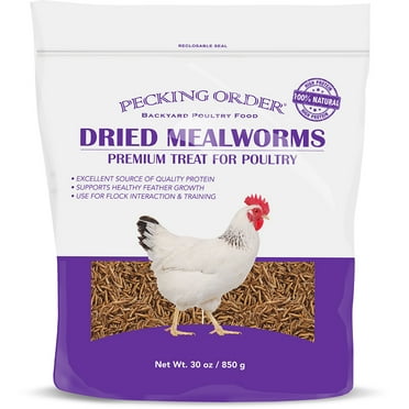 Red River Commodities Pecking Order Dried Mealworms Treat & Feed for Chickens, 30 oz.
