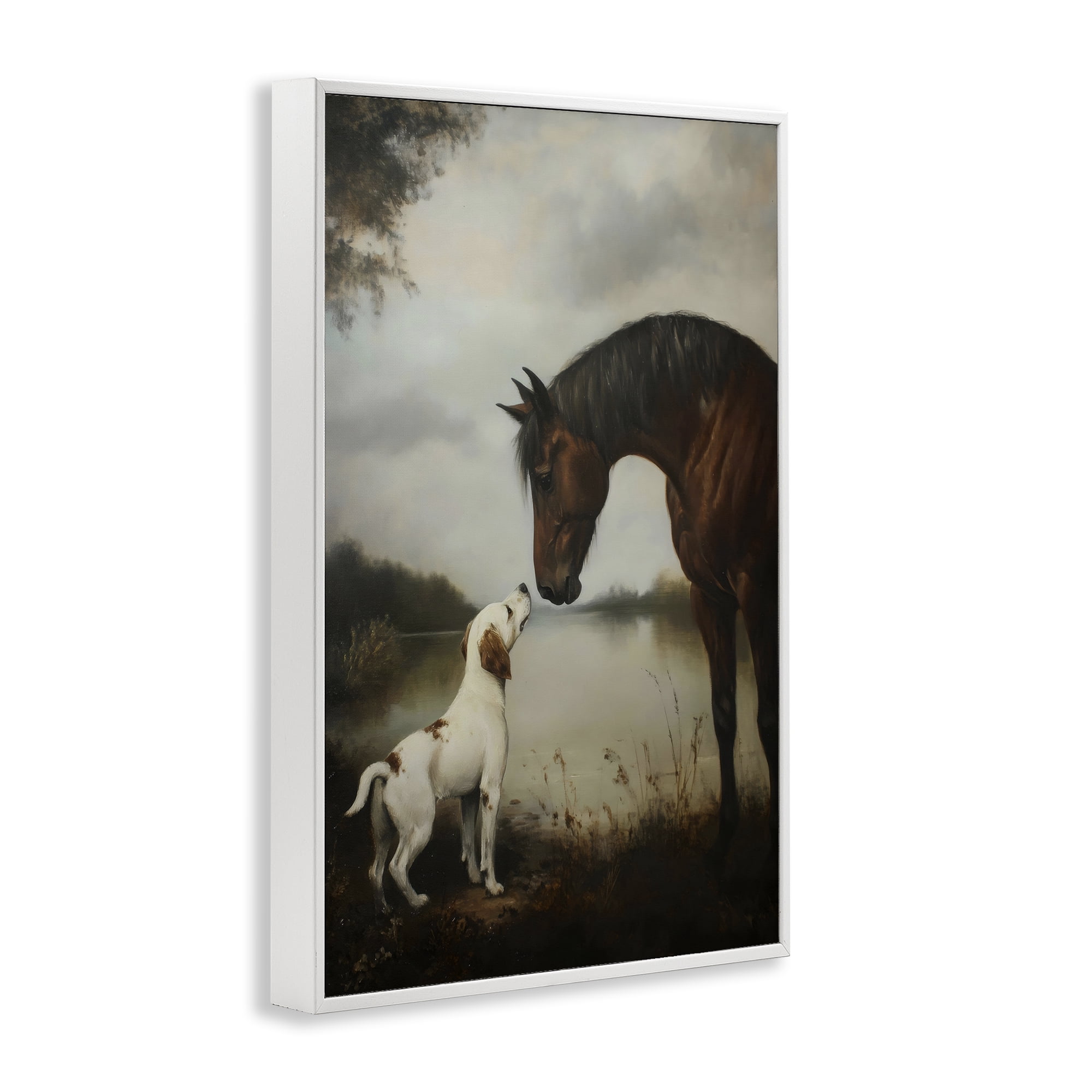 Stupell Industries Hound & Horse Companions White Framed Giclee Art, design by Petal Prints Design