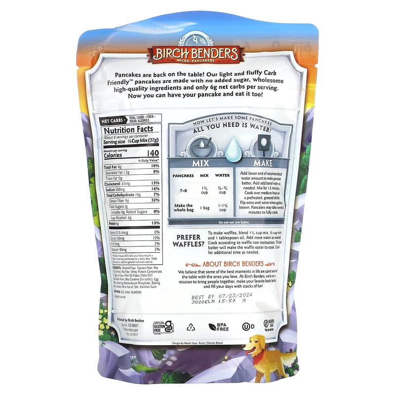 Birch Benders, Pancake & Waffle Mix, Keto, 10 oz Pack of 4