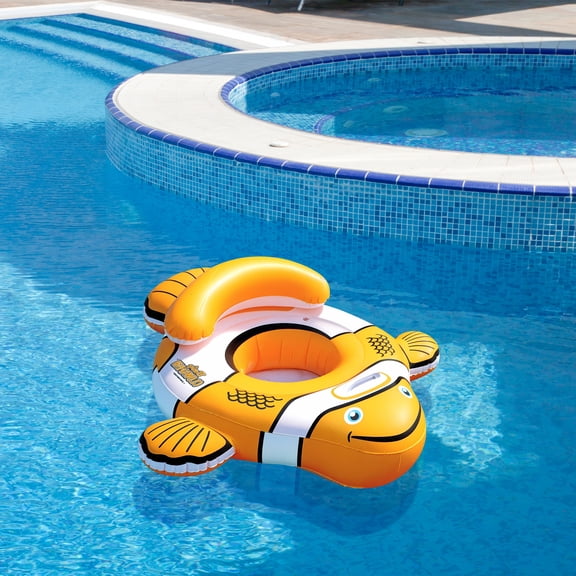 Swim Central 40'' Orange and White Inflatable Clownfish Baby Pool Float