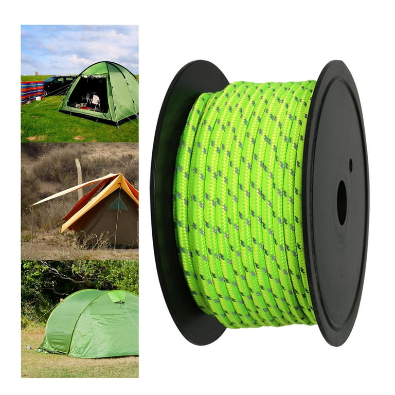 30M 6mm Reflective Tent Rope Guylines, Multifunction Glow in The Dark for  Hiking Clothesline Tent Accessories High Tensile Strength Canopy  Fluorescent Green 