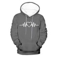 thumbnail image 2 of ZCFZJW Mens Fashion Hoodie and Sweatshirts Trendy ECG Heart Print Oversized Regular Fit Long Sleeve Drawstring Hooded Pullover Tops Lightweight Soft Cotton Pockets Outwear Coat Gray XXXL, 2 of 5