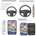 thumbnail image 3 of Yuyamidu Cute Dolphin Car Seat Cover Set 13 PCS Sunset Car Steering Wheel Cover Seat Belt Covers Armrest Pad Cup Coasters Keychain Automobile Interior Sets, 3 of 6