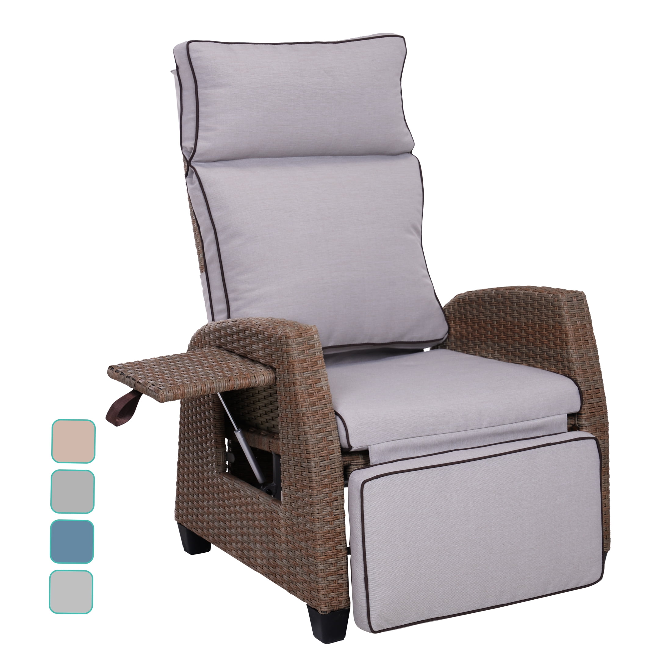 Grand patio Indoor & Outdoor Moor Recliner PE Wicker with Flip Table