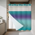 thumbnail image 4 of Gradient Green No Hook Shower Curtain with Snap in Liner Modern Minimalist Green Purple Ocean Beach Waterproof Bathroom Shower Curtain with See Through Top Window for Bathtub 72" x 72", 4 of 9