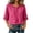 Hot Pink, variant on Boho Linen Tops for Women Embroidered 3/4 Sleeve Blouse Split Neck Casual Shirt Spring Summer Fall Ethnic Style Wear Street Dressy Clothes