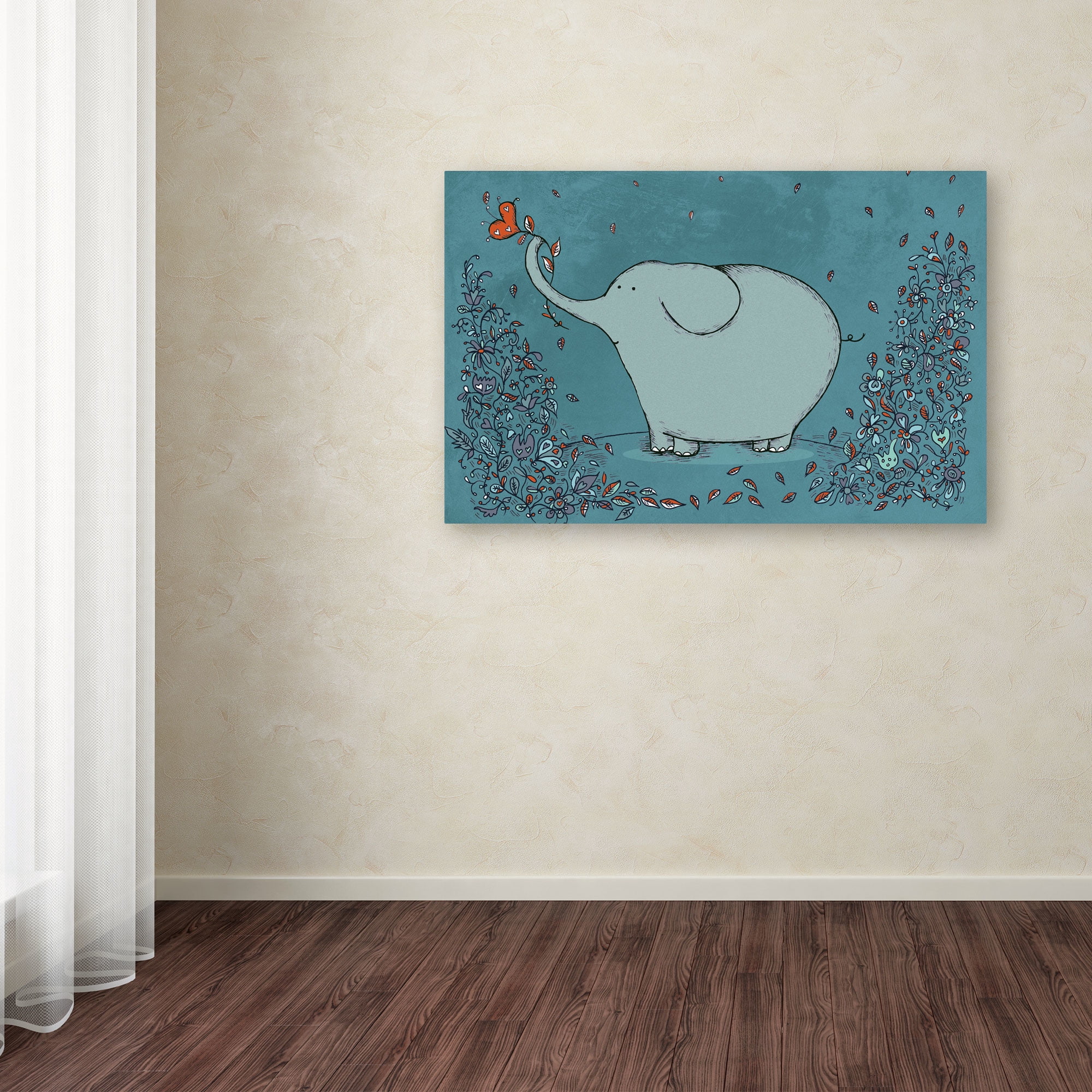 Trademark Fine Art "Garden Elephant" Canvas Art by Carla Martell