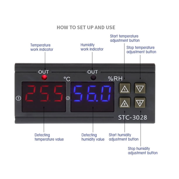 Controlador de temperatura y Humedad ANGGREK STC-3028 con Sensor integrado