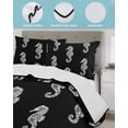 thumbnail image 4 of Quilts Twin-XL Size Bedding Set, Ocean Seahorse Lightweight Quilted Comforter, Summer Nautical Coastal Textured Black Soft Reversible Bedspread Coverlet with Pillow Covers for All Season, 68" x 98", 4 of 7