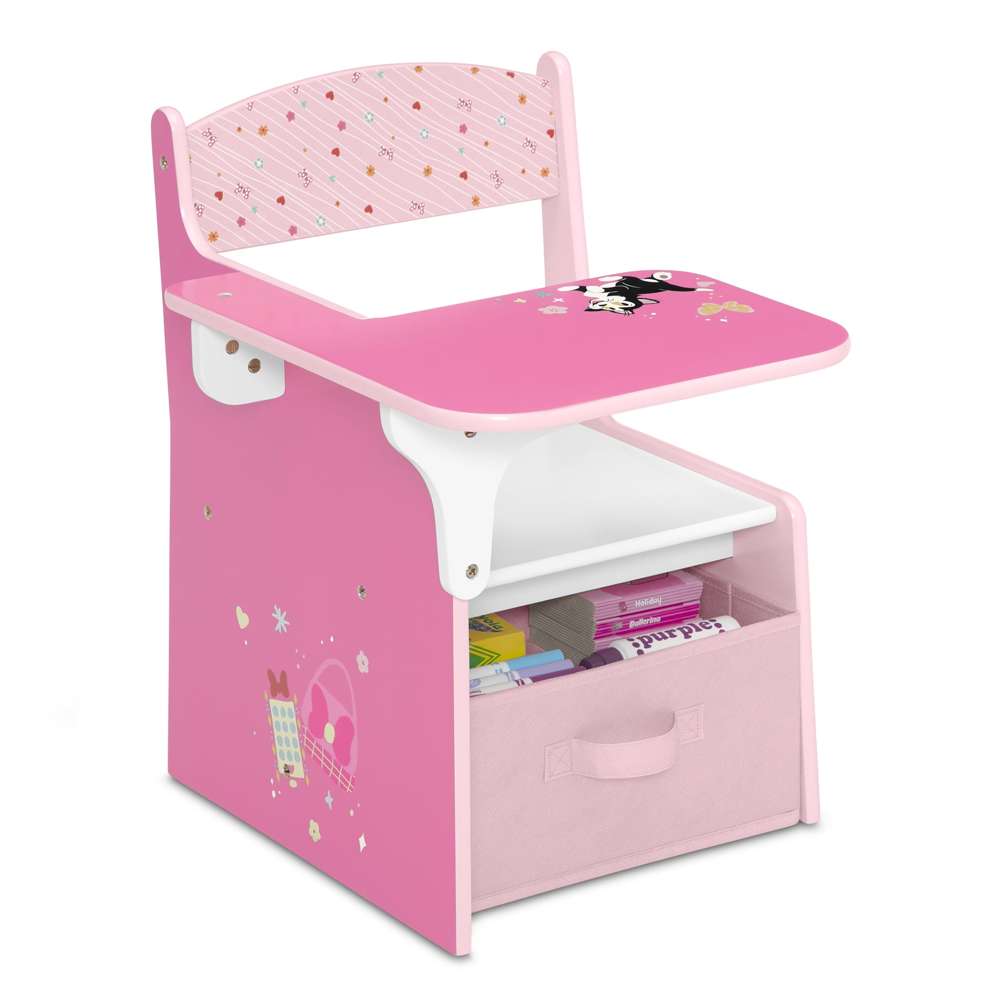 Minnie Mouse 3-Piece Toddler Bedroom Set by Delta Children - Includes Toddler Bed, Chair Desk and Toy Organizer, Pink