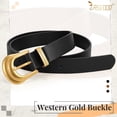 thumbnail image 4 of Women's Western Belt Vintage Black Leather Waist Belt for Pants Jeans with Gold Buckle, 4 of 7