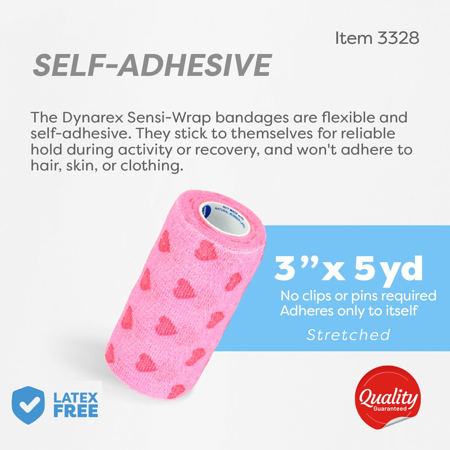 Dynarex Sensi-Wrap Self-Adhesive Bandages, 24-Pack, 3" x 5 yards, Assorted Colors - for Kids, Latex-Free, Colored Elastic Cohesive Athletic Tape, Tattoo Grip & Vet Wrap