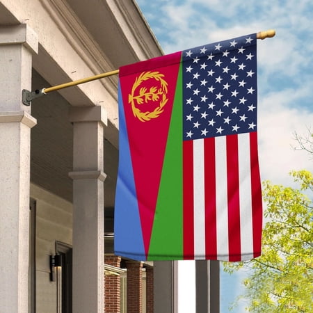American Eritrea Flag Eritrean Friendship U.S.A Memorial Day Patriotic For House Flag, Double-Sided Decorative Outdoor Flag, Polyester Yard Flag 29.5 x 39.5 in
