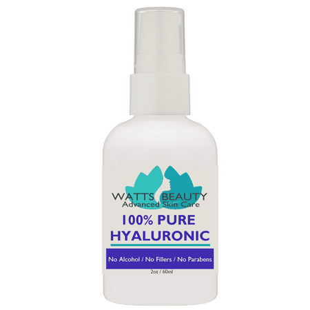 Watts Beauty 100% Pure Hyaluronic Acid Serum - No Drying Alcohol, No Parabens, and Cruelty Free