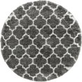 thumbnail image 1 of Unique Loom Tapis Design Géométrique Rabat Shag 5' x 5' Rond Gris/ivoire, 1 of 1