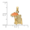 thumbnail image 2 of 14k Gold 3-d Beach Chair With Orange Umbrella Charm 13.4x7.6mm Wide 7.5mm Thick Pendant Necklace for Women, 2 of 2