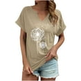 thumbnail image 1 of Birdeem T-Shirt Décontracté pour Femmes à Imprimé, Col en V, Manches Courtes, Coupe Ample, 1 of 8
