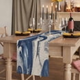 thumbnail image 2 of Navy White 60 Inch Table Runner, Marble Modern Artwork Farmhouse Dresser Scarf Cotton & Linen Tablerunner for Dining/Kitchen Island/Holiday Party Décor 13" x 60", 2 of 9