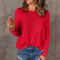 thumbnail image 2 of Nxznwn Womens Long Sleeve Shirts Casual Lightweight Crewneck Knit Pullover Tops Solid Loose Fall Fashion Tunic Sweaters, 2 of 8