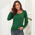 thumbnail image 3 of Camisa con mangas abullonadas,Top con mangas abullonadas para mujer Camisa de mujer de color puro Top con mangas abullonadas Diseño fácil de usar, 3 of 7