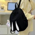 thumbnail image 2 of GobdXE Back To School Unisex Student Solid Nylon 3D Bunny Ear Mini Backpack Fluffy Plush Tail Lightweight Casual Daypack Size:One Size, 2 of 4