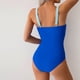 thumbnail image 4 of Traje de Baño de Color Sólido de las Mujeres, Doble Correa Delgada Plisada una Pieza para la Playa Y la Piscina, Traje de Baño de Verano Sexy con Cobertura Completa, 4 of 9