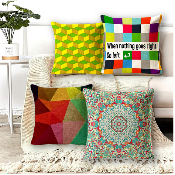 Abstract Throw Pillow Cushion Cover, Multicolored Expressionist Work of Art Vibrant Rainbow Design Tainted Pattern, Decorative Rectangle Accent Pillow Case, 18" X 18", Rainbow Color