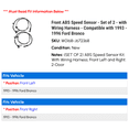 thumbnail image 2 of Front ABS Speed Sensor - Set of 2 - with Wiring Harness - Compatible with 1993 - 1996 Ford Bronco 1994 1995, 2 of 2