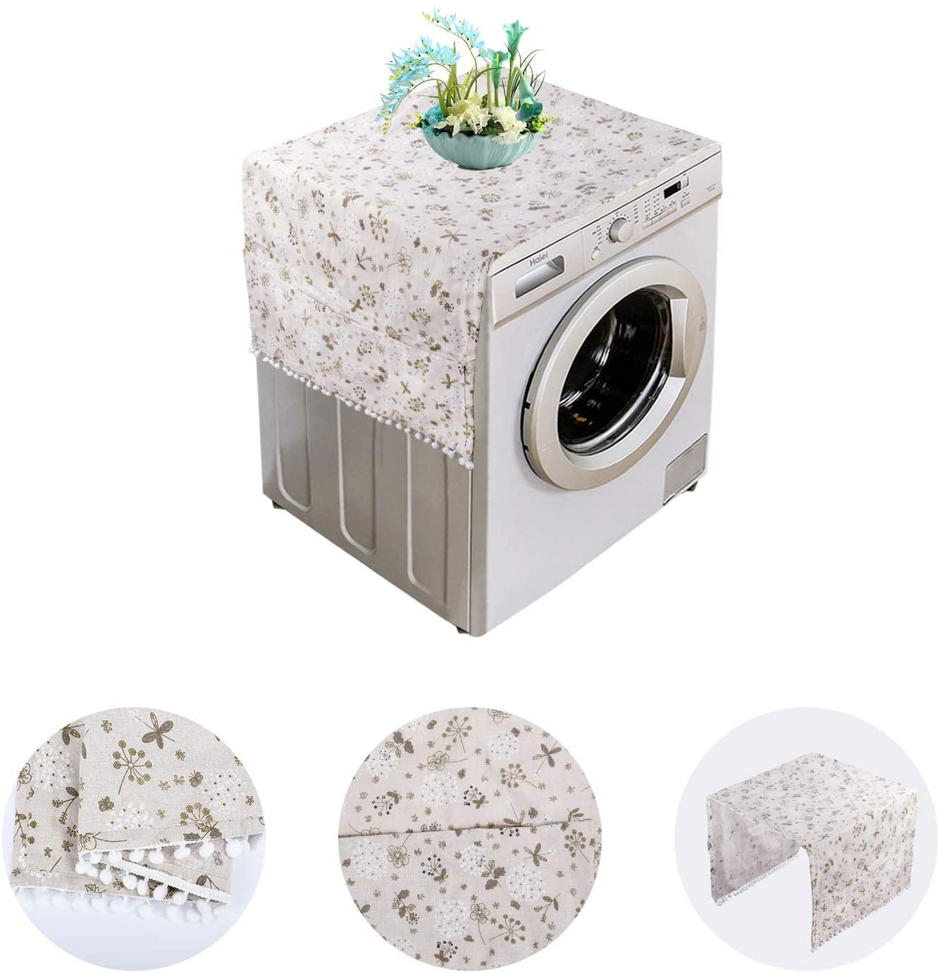 Couvercle anti-poussière de réfrigérateur, couvercle de machine à laver,  couvercle de poussière de réfrigérateur avec sac de rangement, couvercle  anti-poussière pour réfrigérateur sèche-linge machine à laver
