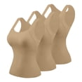 thumbnail image 3 of Tank Tops With Built In Bras Support Stretchy Ribbed Tank With Inner Bra Going Out Dressy Ribbed Tank Top Nursing Tank Top With Built In Shelf Bra Molded Cup Tank Bras for Older Women Brown XL, 3 of 3