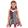 thumbnail image 3 of iiniim Girls Ballet Dance Tutu Dress Halter Neck Sleeveless Sequins Pompoms Circus Clown Party Black&Red 12, 3 of 7