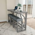 thumbnail image 4 of Holaki 4-Piece Farmhouse Counter Height Dining Set, Bar Table and Chairs Set, Wood Dining Table Set with Power Outlet and 3 Upholstered Stools for Breakfast Nook, Living Room, Gray, 4 of 9