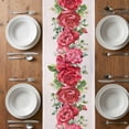 thumbnail image 6 of Red Roses Valentine's Day Table Runner - 60 Inch Long, Kitchen Dining Table Runner Dresser Scarves, Eucalyptus Leaves Romantic Farmhouse Decor for Coffee Tables Wedding Party Banquet, 6 of 8