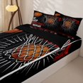 thumbnail image 3 of Homewish Basketball Sport Game Zipper Full Size Comforter Sets with Fitted Sheet and 2 Pillowcases For Kids,Boys Ball Gaming Zipper Bedding Set,Black Reversible,4 Pieces, 3 of 7