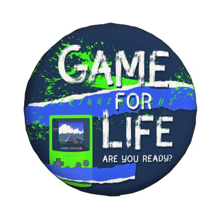 YFYANG 15'' Tire Cover, Blue Game Graffiti Universal Spare Wheel Covers, Dust-Proof, Water-Proof, Sun-Proof and Corrosion-Proof