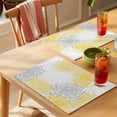 thumbnail image 4 of Floral Pattern Placemats Set of 2, Outline White Yellow Chrysanthemum Graphic Non-Slip Place Mats Washable Table Mats for Kitchen Dining Table Decorations Indoor/Outdoor, 4 of 9