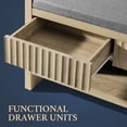 thumbnail image 6 of OAKHAM Fluted Shoe Storage Bench with Cushion and 2 Drawers 2 Tier Shoe Rack Bench for Entryway Hallway Front Door, Sunwashed Ash Oak, 6 of 9