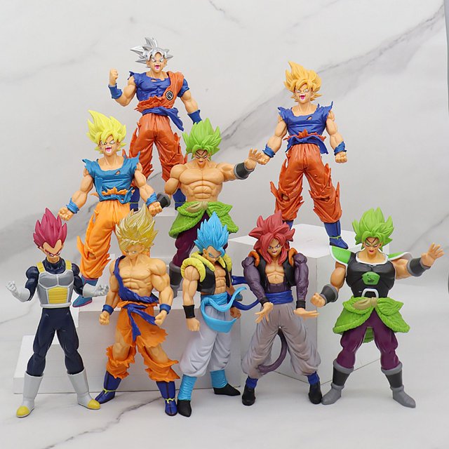 Figura de acción de Dragon Ball Super, modelo de Anime, Son Goku, figura de Gogeta plateada, estatua de juguete de colección, 18cm, 32cm