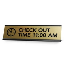 Signs ByLITA Check Out Time 11:00 am Black Frame Desk Sign (2x8")