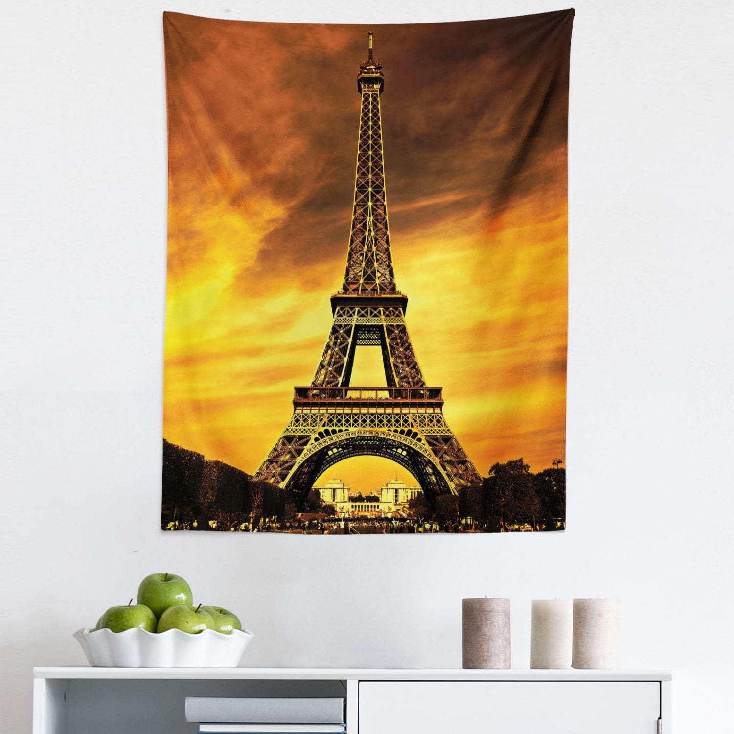 Polyester Tapestry Wall Hanging Paris Eiffel Tower Love Home Blanket Dorm Decor 