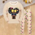 thumbnail image 2 of NOLDARES 2Pcs Toddler Boy Girl Clothes Long Sleeve Printed Crewneck Sweatshirt Sweatpants Casual Fall Winter Outfits Set Size:6-7 Y,Beige, 2 of 4